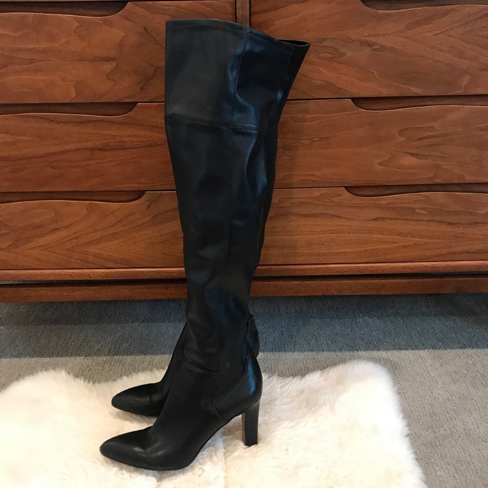 Over the knee black leather boots!